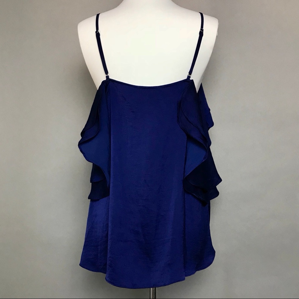 Devlin Cold Off Shoulder Ruffle Top Blue Blouse - Picture 6 of 8